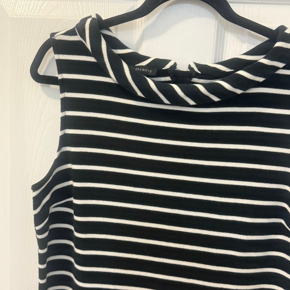 Talbots Large Sleeveless Mockneck Striped Knit Shift Dress Career Casual - Picture 4 of 9